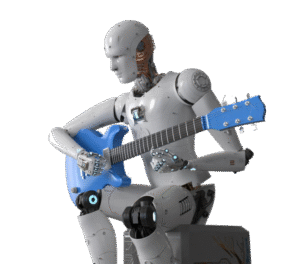 robot on guitar